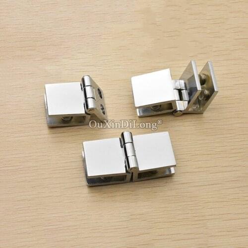 Brand New 10PCS Zinc Alloy Glass Cabinet Hinges Cupboard Display Wine Cabinet Hinges Glass Clamps Hinge No Drilling