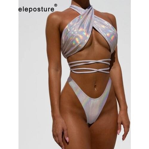 2021 New Sexy Bandage Bikini Women Swimsuit Push Up Swimwear Cross Bikini Set Solid Bathing Suit Summer Beach Wear Swimming Suit