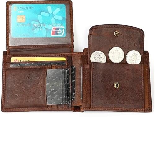 New Mens Genuine Leather Wallets Retro Simple Short male Coin Purse Ultra-thin Portable Card Holder Soft Cowhide Money Clip