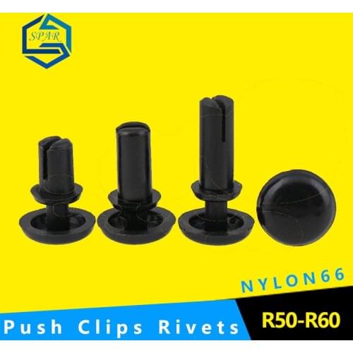 [R50 R60] Wholesale Black White Nylon Bottom Dia Push Clips Rivets Fasteners Push-type plastic rivet R-shaped PC board