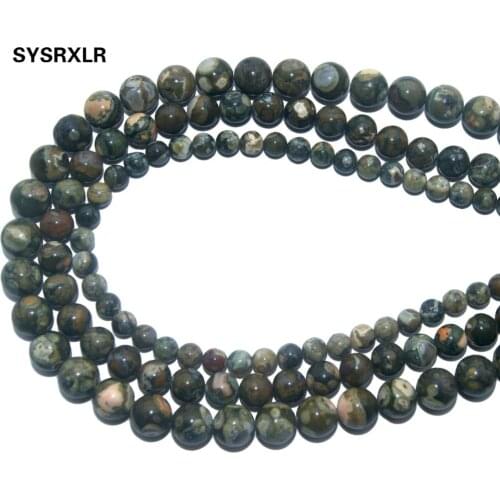 Wholesale Natural Stone Green Old KAMBABA Round Loose Beads For Jewelry Making Charm DIY Bracelet Necklace Material 6 8 10 MM