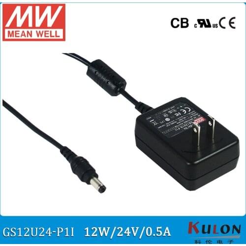 Original MEAN WELL GS12U24-P1I 12W 0.5A 24V industrial wall-mounted adaptor level V 2 pole USA plug