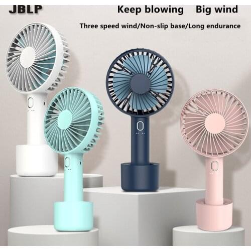 Mini Handheld Fan with Base Portable Rechargeable Battery Operated Cooling Desktop 3 Modes for Home Office Travel Outdoor