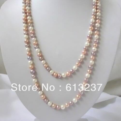 Multicolor freshwater cultured natural round pearls 7-8mm beads diy women necklace elegant gifts jewels 48 inch MY4536