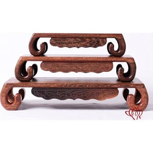 Mahogany carving crafts Buddha statue base chicken wings wooden rectangular vase odd stone base solid wood support