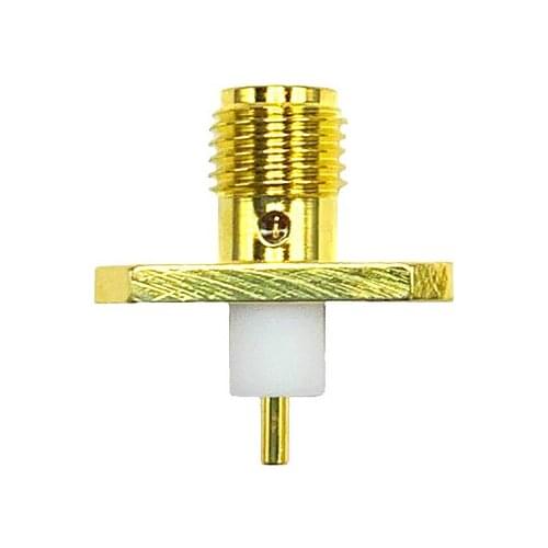 RF Connector RP-SMA-KFD-4-3 Female Head with Flange Fixed, External Screw and Internal Needle Welding PCB Board Gold-plated