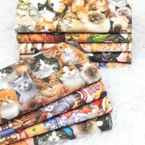 Christmas pet cats and dogs Christmas hat kitten Cotton Fabric Patchwork Sewing Material Diy Christmas decoration material