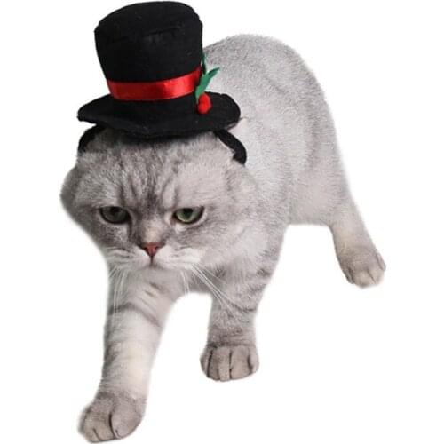 Christmas Pet Costume Top Hat Holiday Hat Dress For Cat Dog Pet Cosplay For Xmas Holidays Dog Wedding Puppy Birthday
