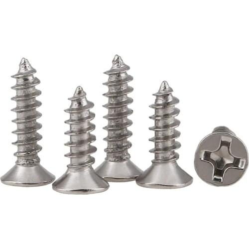 Nickel-plated Cross Phillips Countersunk Flat Head Self Tapping Screw M1 M1.2 M1.4 M1.5 M1.7 M2 Mini Electronic Screws