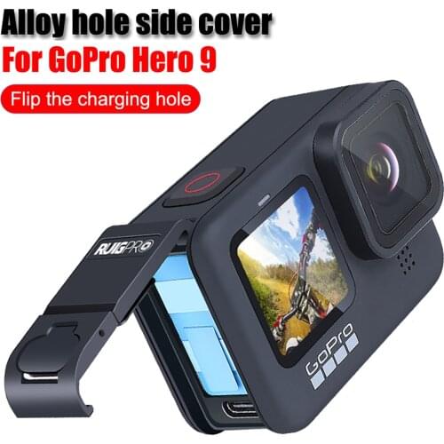 For GoPro 9 Battery Side Cover Lid Removable Type-C Charging aluminum Cover Port Go Pro Hero 9 Black Action Camera Accessories