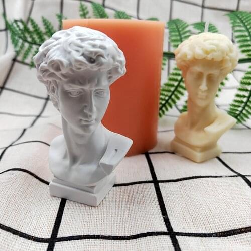 Small Size David Plaster Portrait Resin Silicone Candle Mold Aromatherapy Candle DIY Material for 3D Mould