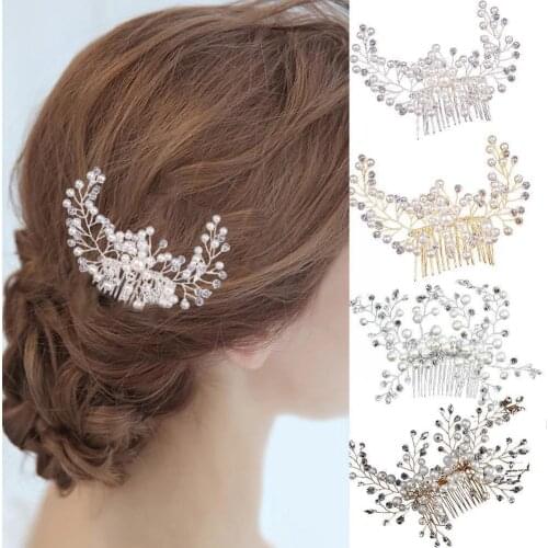Rhinestone Imitation Pearl Flower Hair Comb Bridal Headdress Clip Hair Banquet Wedding Hair Accessories Hairpin Accessories S8K7