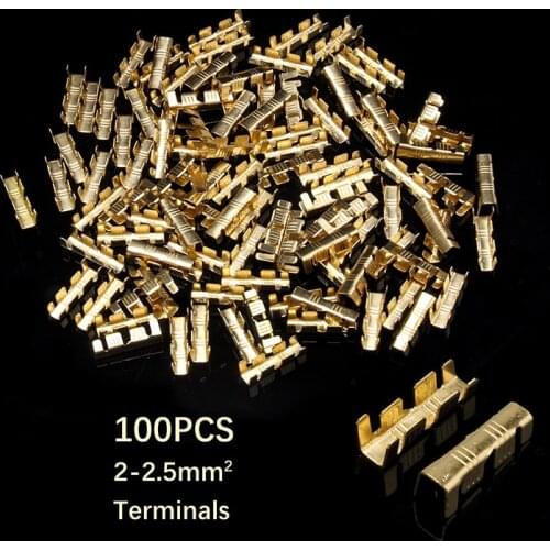 100Pcs DJ453C U-shaped Terminal Tab Cold Inserts Connectors Cold Terminal 2-2.5mm2 Wire Connector