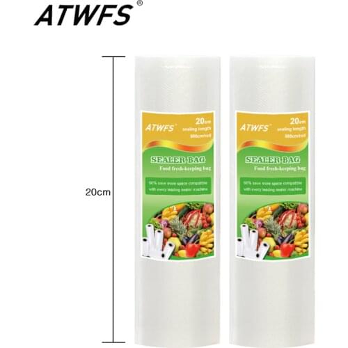 Vacuum Food Bag 20cm x 500cm 1 Roll for Kitchen Vacuum Storage Bags Packing Film Keep Fresh up to 6x longer