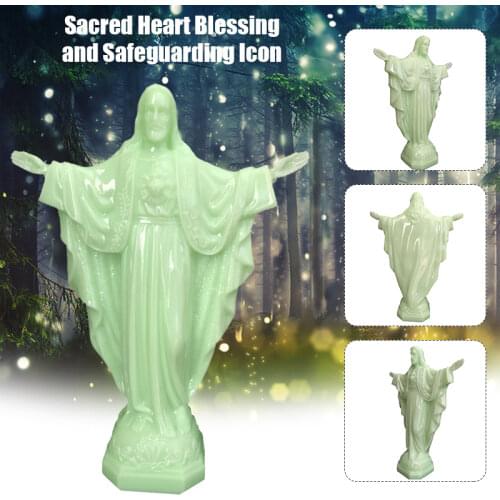 Eternal Light Jesus Luminous Desktop Ornament PVC Statue Gift for Family 13.5*4.9*18cm LB88