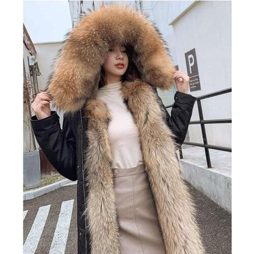 2012 winter new Parka medium length removable raccoon dog fur liner thickened imitation fur large size female coat
