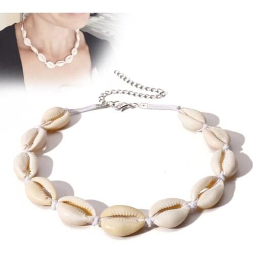 Womens Boho Shell Necklace Casual Short Black White Clavicle Chain Beads Jewelry Party Fashion Shell Necklaces Choker Gifts