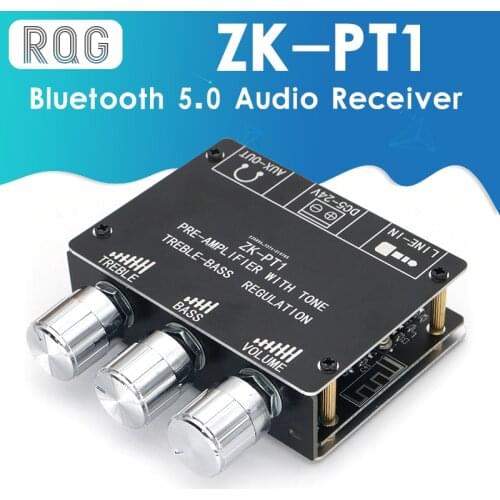 ZK-PT1 Bluetooth 5.0 Audio Receiver Decoder Stereo Tone Board Volume Controller Treble Bass Tonal preamp Amp Knob For Amplifier