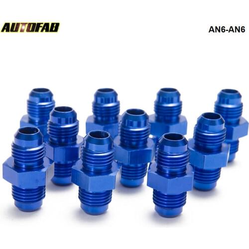 10PCS/LOT Blue AN6-AN6 Male Blued Anodized Aluminum Union Adapter Fittings For All Oil coole / Fuel Tank AN6-AN6