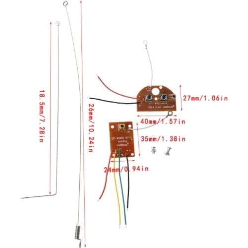 2CH RC Remote Control 27MHz Circuit PCB Transmitter and Receiver Board Radio System with Antenna Set for Car Truck Toy