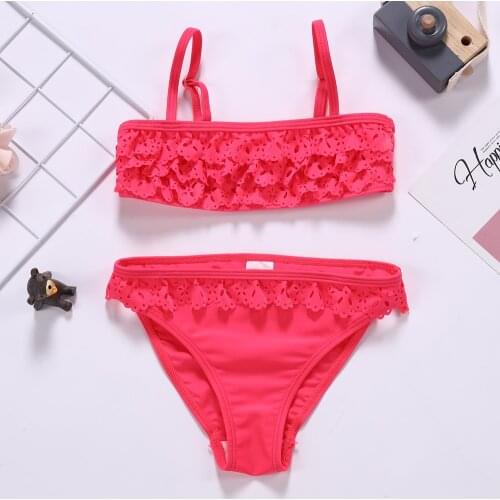 2019 Girls Swimsuit Two Piece Ruffle Style Girls Swimwear Falbala Childrens Swimwear Two-Pieces Girls Swimming Suit-jx27