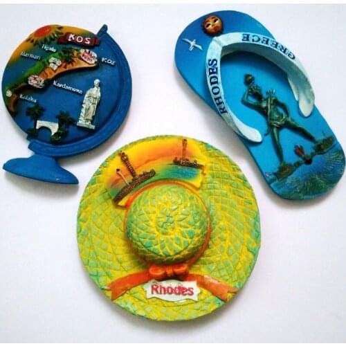 Rhodes Landscape Hat 3D Fridge Magnets Greece Tourism Souvenirs Refrigerator Magnetic Sticker Collection Home Decoration
