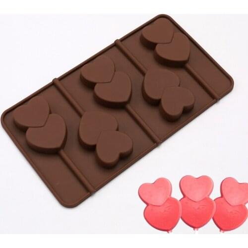5 Hole Silicone Chocolate Mold Heart Shaped Cake Biscuit Mold Non Stick Heat Resistant Fondant Candy Mould Cake Decorating Tool