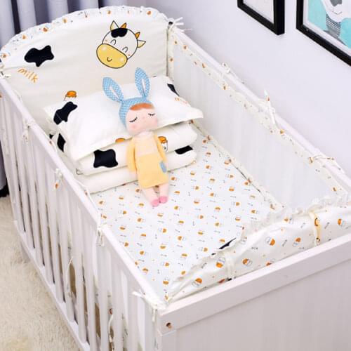 5Pcs/Set Breathable Summer Baby Bedding Bumpers Collision Half Around baby crib bumper set Cotton Printing Mesh Safety Rails