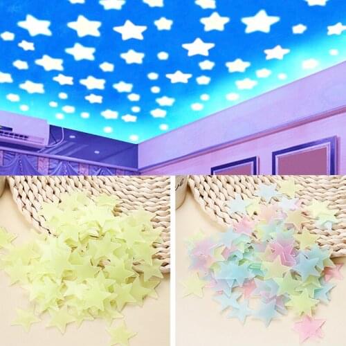 50PCS 3D Cartoon Decorative Stars Glow In The Dark Wall Stickers Baby Room Fluorescent Wall Stickers Bedroom Ceiling Decoration