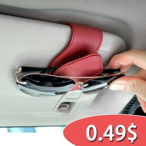 Car Sun Visor Glasses Holder Leather Multi-function Bill Card Holder New Sunglasses Box Car Sunglasses Holder