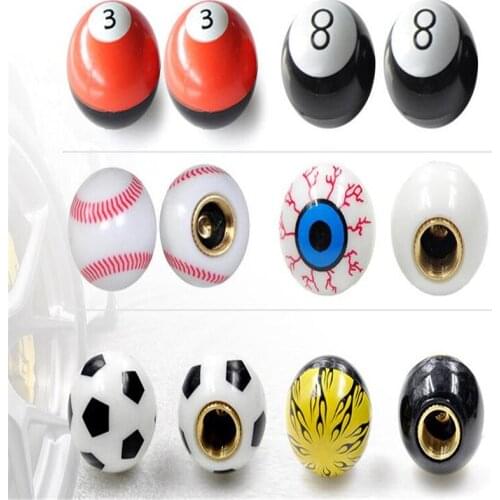 Car Style Football Baseball Number 3 8 15 Eyeball Tire Tyre Air Valve Cap For No.8 Cars Truck Motorcycle Bike 400pcs = 100 set