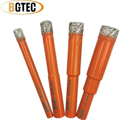 BGTEC 4pcs Round shank Dry drilling bits Vacuum Brazed diamond drill bits for ceramie tile granite glass diamond hole saw