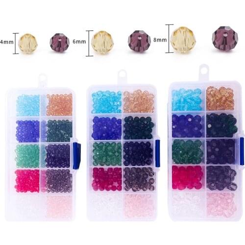 1Box 4mm 6mm 8mm Briolette Beads Kit Set Crystal Spacer Beads Faceted Glass Beads for Jewelry Making DIY Bracelet Necklace