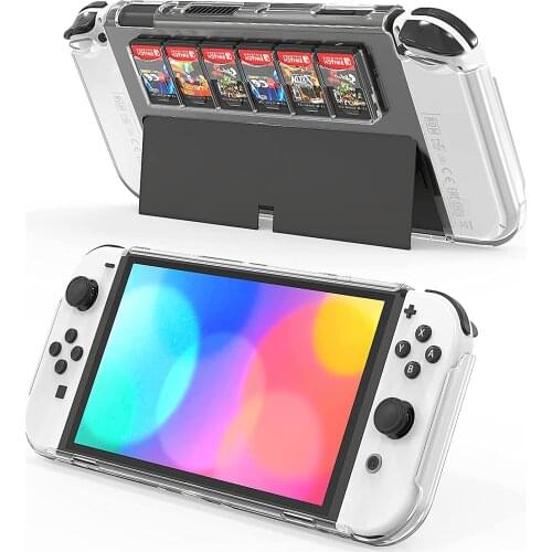 100% Perfect Full Protective Anti-Scratches PC Cover Case Console Housing Back Shell Box with 6 Game Card Slots For Switch OLED
