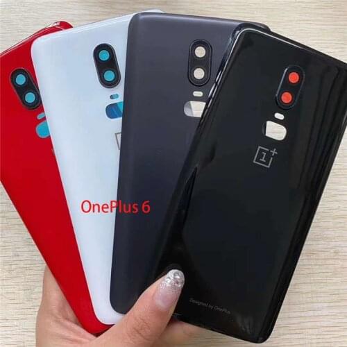 For OnePlus 6 6T Battery Cover Back Glass Rear Door Housing Case Back Panel Battery Cover With Adhesive