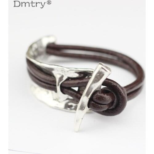 Dmtry 3set Vintage Exaggerate Antique Silver Plated Leather Bracelet Clasp Findings For Jewelry Making Accessory Materials C0005