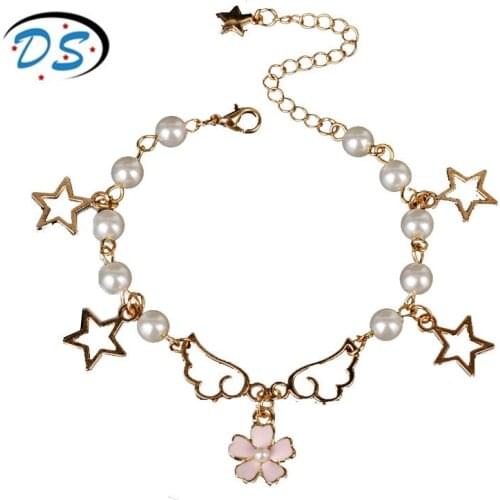 Dongsheng jewelry Bohemia Bracelets for Women Pearls Flowers Bracelet Charms Chain Bangles Girls Gifts