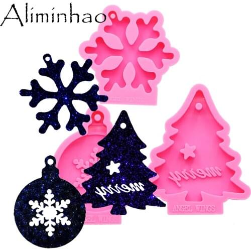 DY0132 Shiny Christmas tree snowflake cake Silicone Molds DIY Jewelry Pendant mould silicon craft custom mold