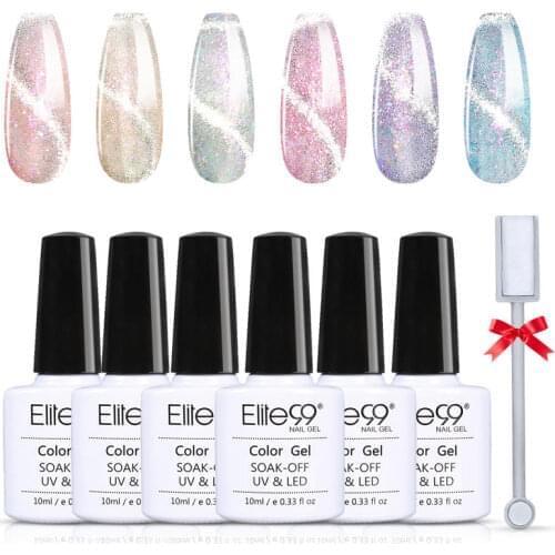 Elite99 6pcs/lot Magnetic Nail Art Magnetic Set Cat Eye UV Gel Nail Polish Galaxy Platinum Gel Polish Hybrid Nails Gel Varnish