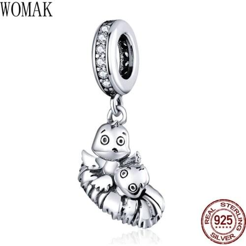 Fit 3MM bracelet woman brand jewelry 925 sterling silver cute bird charm retro beads for girls necklace pendant DIY charms