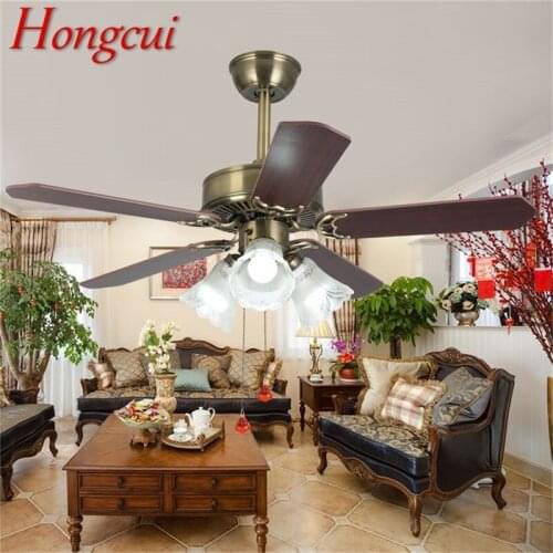 Hongcui Ceiling Fan Light Modern Simple Straight Blade Lamp With Remote Control LED For Home Living Room