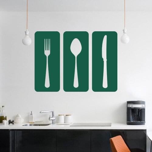 Spoon, Fork and Knife Silhouette Wall Vinyl Sticker Wall Decal Kitchen Decoration Removable A001798