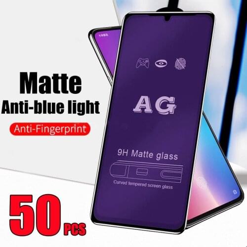 50pcs AG Matte Tempered Glass Guard Flim Anti-blue Light Screen Protector For iPhone 12 Mini 11 Pro Max XS XR X 8 7 6 Plus SE