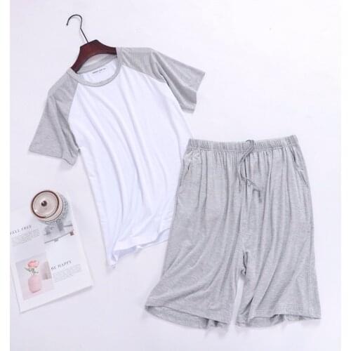 Sanderala Men Modal Pajama Set Plus Size XXXXL Sleepwear Man Thin Homewear Bts Pajamas Short O-Neck Drawstring Pijama Underwear