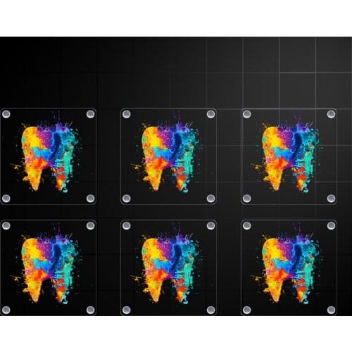 Set of 6 Watercolor Tooth Printed Square Acrylic Coasters Dental Clinic Decor Dentistry Office Table Cup Mats Hygienist Coasters