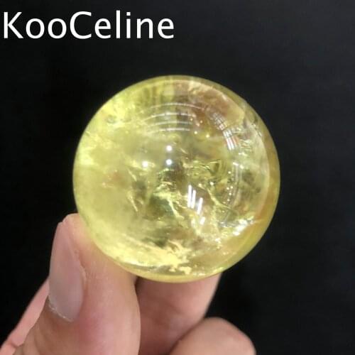 3.5-4cm Natural Crystal Quartz Citrine Sphere Ball Energy Reiki Stone Room Home Office Aquarium Decoration Accessories Gemstone