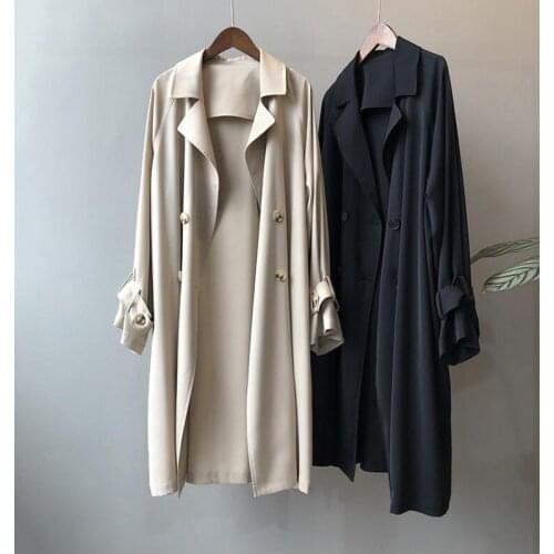 New 2020 Autumn Winter Womens Cargo Windbreaker Vintage Outerwear Buttons Oversize Trench Elegant Long Tops CL462