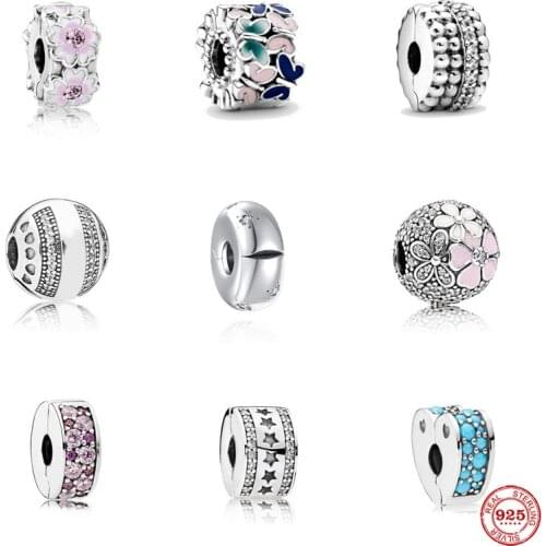 2021 New 925 Sterling Silver Beads Charm Shining Clips Charms Fit Original Pandora Charms Silver 925 Bracelets Women DIY Jewelry