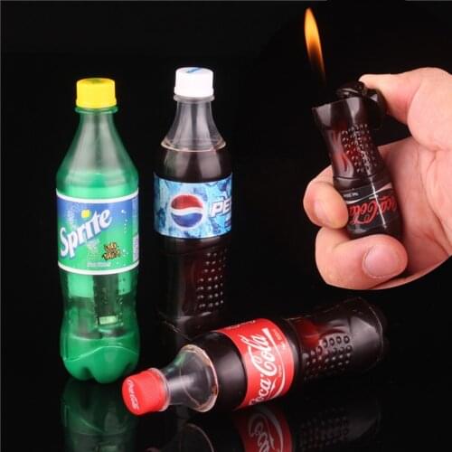 New Mini Creative Cola Bottle Model Cigarette lighter Butane Gas Inflatable Lighter Portable personality Smoking Accessory