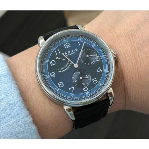 NEW PARNIS 42mm Automatic Self-Wind movement power reserve mens watch Auto Date mens watch PA180-PP8